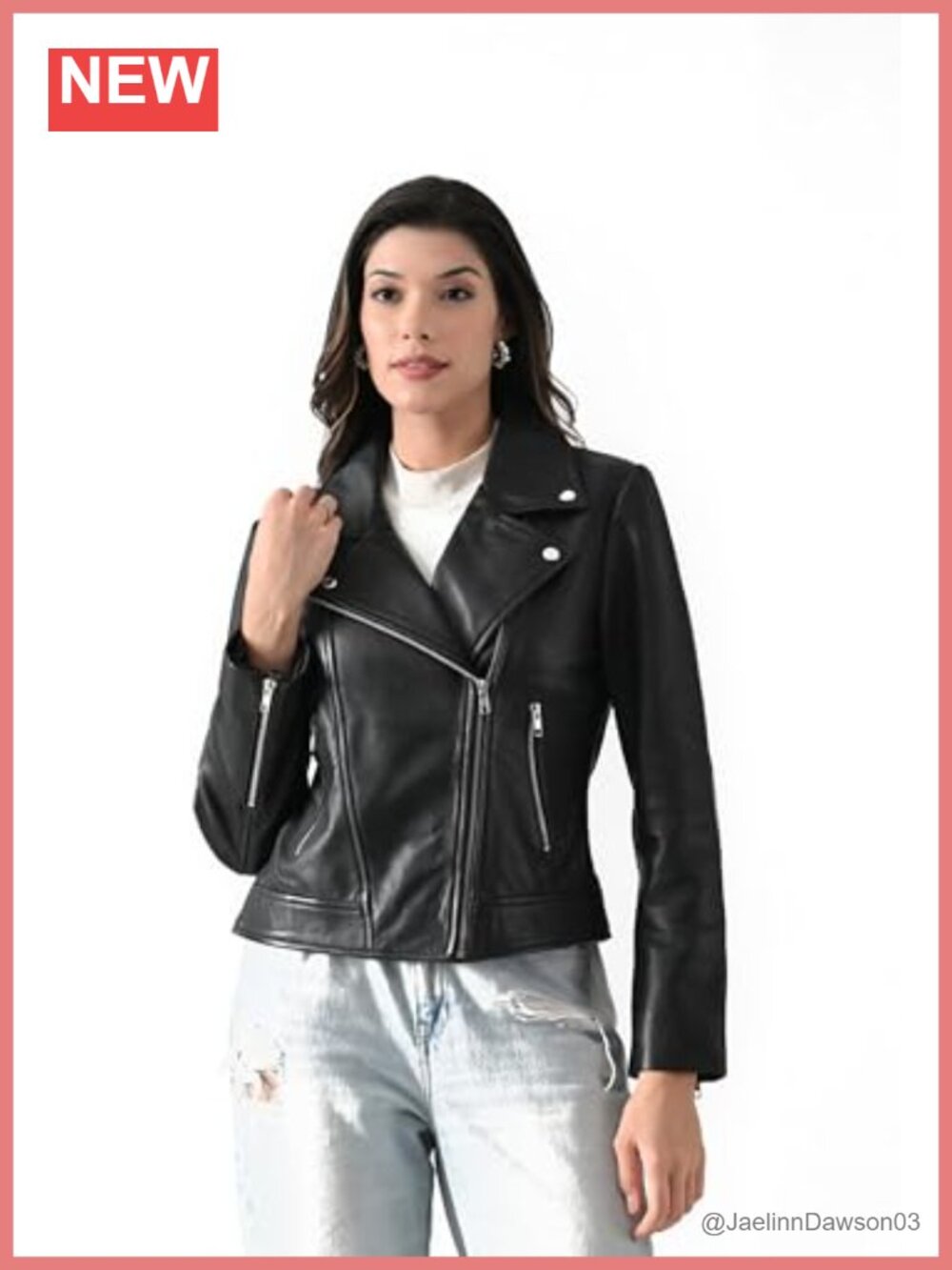 Genuine Leather Biker Jacket Asymmetrical Zip Moto Crop Fit Women's